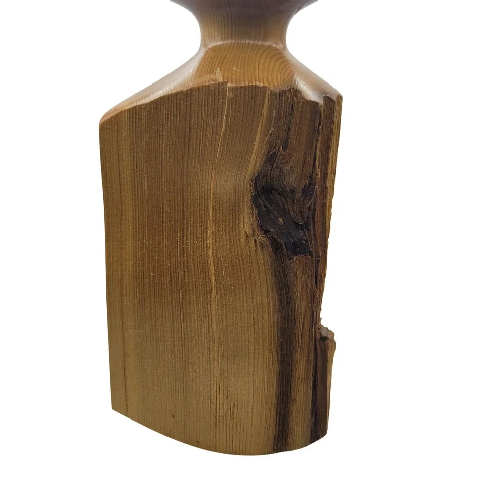 Kenneth H Schuster Hand Carved‎ Wood Candle Holder Upper Peninsula Michigan